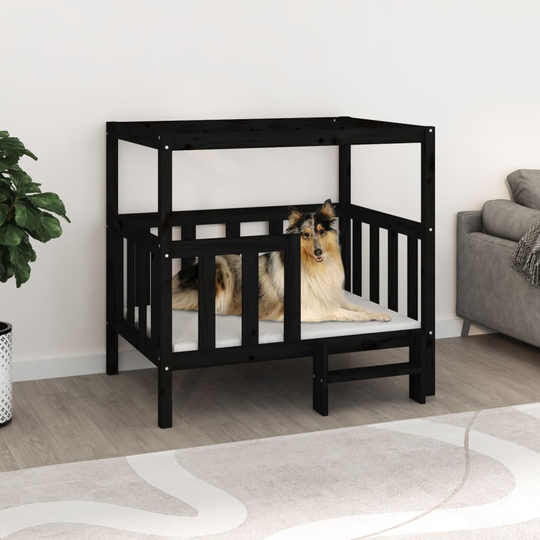 vidaXL Koiransänky musta 105,5x83,5x100 cm täysi mänty