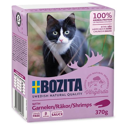 Bozita Chunks -säästöpakkaus 48 x 370 g - in Gravy: katkarapu