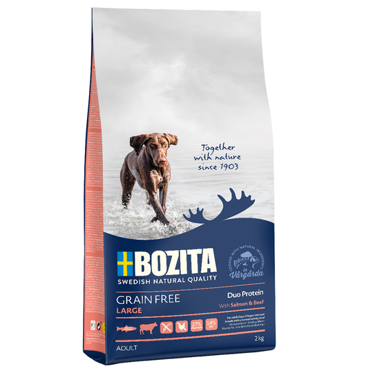 Bozita Grain Free lohi & nauta suurikokoisille koirille - 2 kg