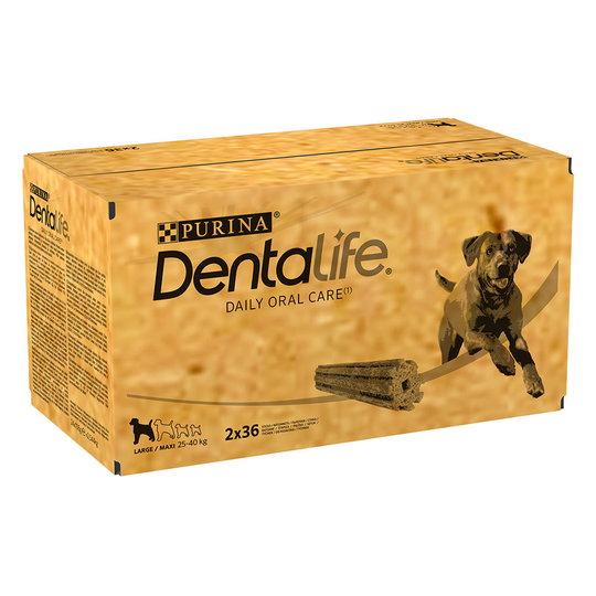 Purina Dentalife -hammashoitoherkut suurille koirille (25-40 kg) - 72 tikkua (24 x 106 g)