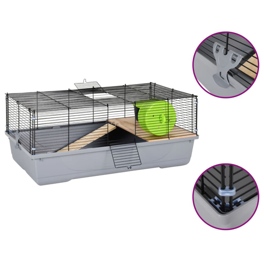 vidaXL Hamsterin häkki harmaa 80x45x34 cm polypropeeni