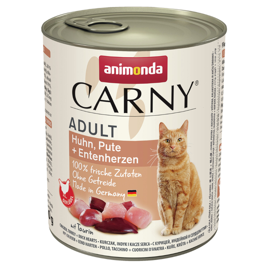Animonda Carny Adult -säästöpakkaus 24 x 800 g - kana, kalkkuna & ankansydän
