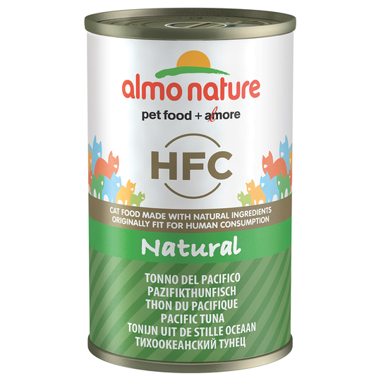 Almo Nature -sekoitus: kuivaruoka 2 kg + märkäruoka 6 x 70/140 g - 2 kg Holistic Oily Fish & Rice + 6 x 140 g Classic, Tyynenmeren tonnikala