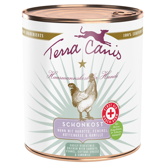Terra Canis First Aid Schonkost 6 x 800 g - kana, porkkana, fenkoli, raejuusto & kamomilla