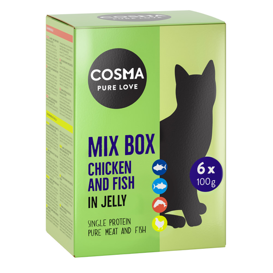 Cosma Original -annospussit 6 x 100 g - mix: Tyynenmeren tonnikala, boniitti, lohi, kana
