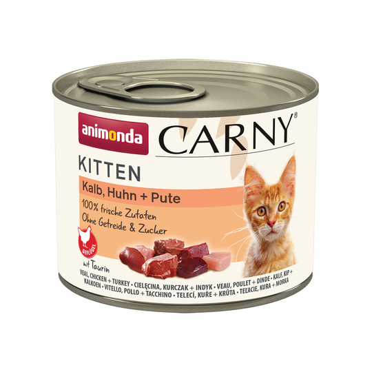 Animonda Carny Kitten 200 g - vasikka, kana & kalkkuna (12 x 200 g)