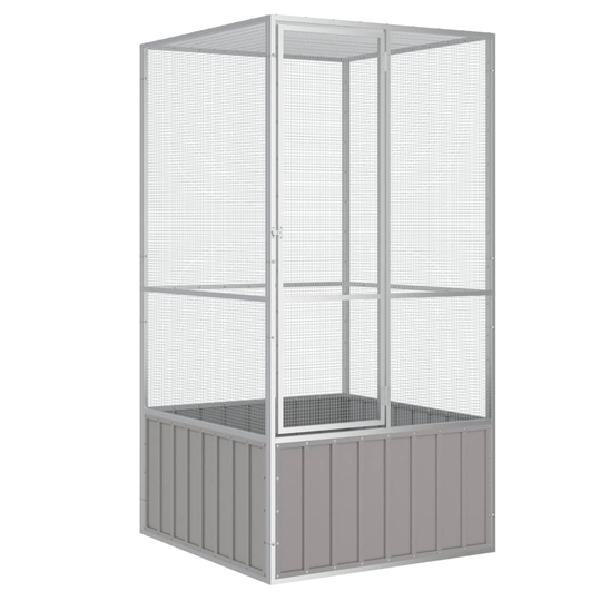 vidaXL Lintuhäkki harmaa 111x107x211,5 cm galvanoitu teräs