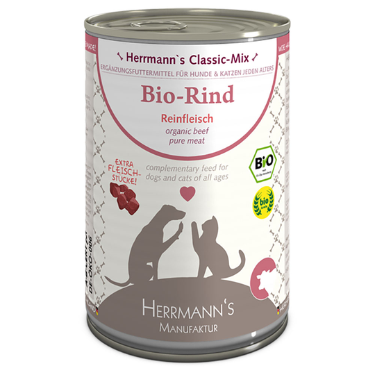 Herrmanns Pure Meat -säästöpakkaus 12 x 400 g - luomunauta
