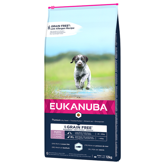 Eukanuba-koiranruoka erikoishintaan! - 12 kg Grain Free Puppy Large Breed lohi