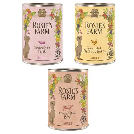 Rosie's Farm Adult 6 x 400 g - sekoitus I (3 makua)