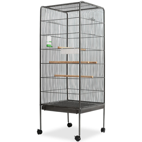 vidaXL Lintuhäkki musta 54x54x146 cm teräs