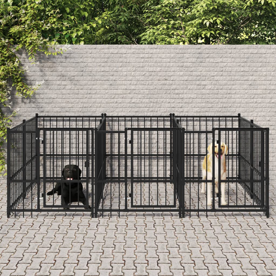 vidaXL Koiran ulkohäkki teräs 5,63 m²