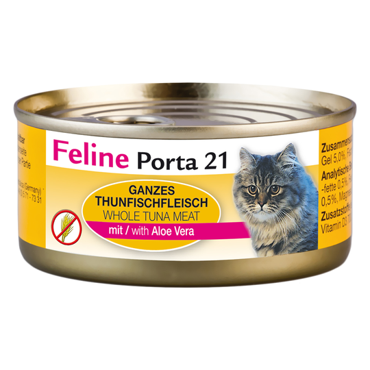 2x zooPisteitä: Feline Porta 21 kissanruoka 24 x 156 g - tonnikala & aloe (viljaton)