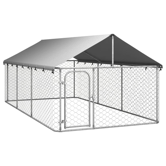 vidaXL Koiran ulkohäkki katoksella 400x200x150 cm