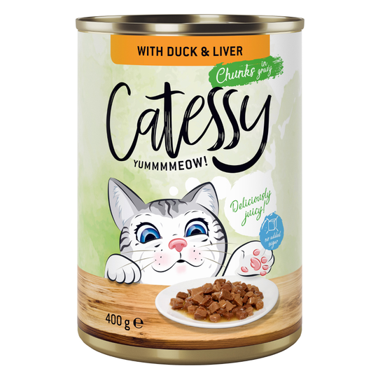 Säästöpakkaus: Catessy kastikkeella tai hyytelöllä 24 x 400 g - ankka & maksa kastikkeessa