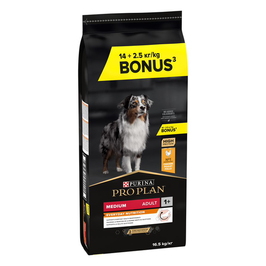 Purina Pro Plan koiranruoka 12/14 kg + 2/2,5 kg kaupan päälle! - Adult Medium OptiBalance - Chicken (14 kg + 2,5 kg)