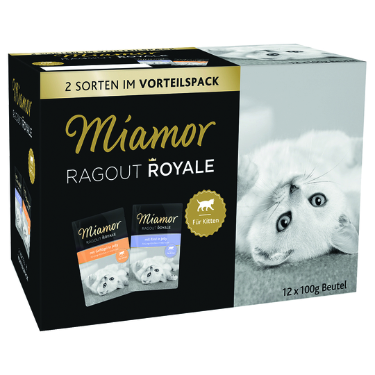 Miamor Ragout Royale in Jelly Kitten -lajitelma naudanliha + siipikarja hyytelössä - 12 x 100 g
