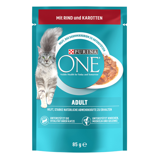 Purina One Adult - 26 x 85 g nauta & porkkana