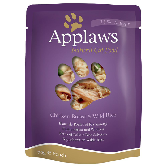 Applaws Pouch in Broth -kissanruoka 12 x 70 g - kananrinta & villiriisi