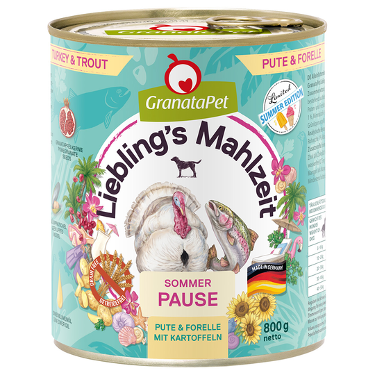 Granatapet suosikkiateria erikoiskesäpakkaus - kana & taimen (12 x 800 g)