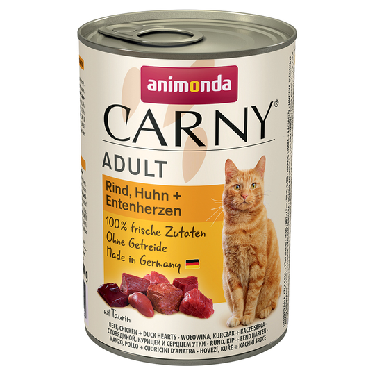 Animonda Carny Adult-lajitelmat 12 x 400 g - nauta, kana & ankansydän