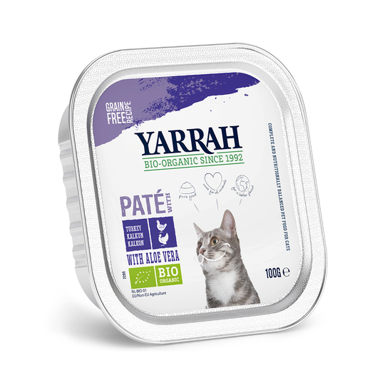 Yarrah Organic Pate 6 x 100 g - luomukana & luomukalkkuna ja luomu- aloe vera