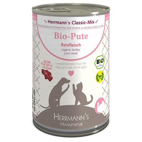 Herrmanns Pure Meat -säästöpakkaus 24 x 400 g - luomukalkkuna