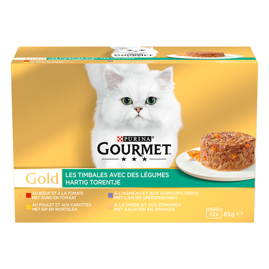 Gourmet Gold Ragout -jumbopakkaus 96 x 85 g - nauta, kana, lammas, kalkkuna vihanneksilla