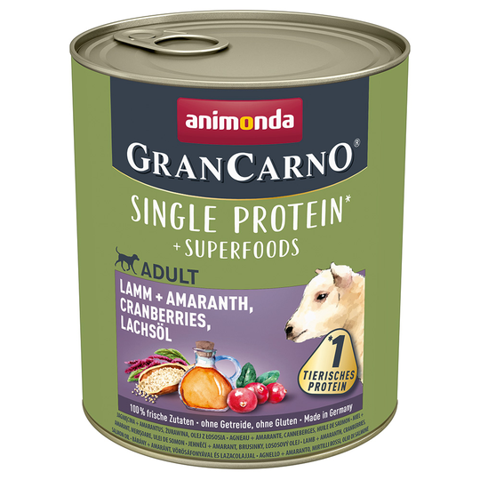 Animonda GranCarno Adult Superfoods 6 x 800 g - lammas + amarantti, karpalo, lohiöljy