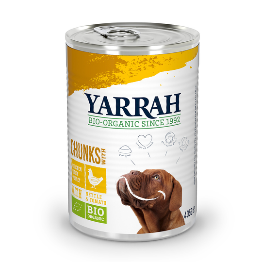 Yarrah Bio luomukanaa, luomunokkosta & luomutomaattia kastikkeessa - säästöpakkaus: 12 x 405 g