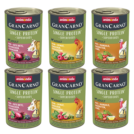 Animonda GranCarno Adult Superfoods -lajitelma - 6 x 400 g