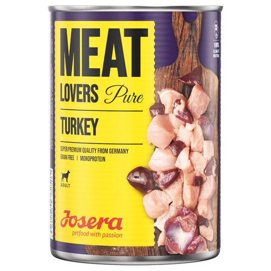 9 + 3 kaupan päälle! 12 x 400 g Josera Meatlovers - Pure: kalkkuna