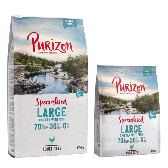 Purizon-kuivaruoka 6,5 kg + 800 g kaupan päälle! - Large Adult Chicken & Fish