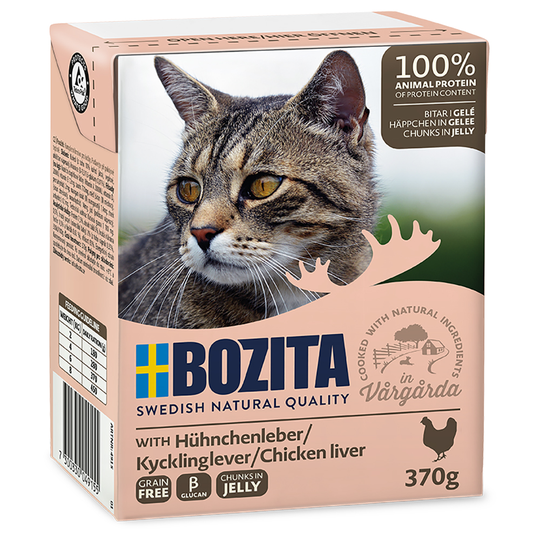 Bozita Chunks -säästöpakkaus 24 x 370 g - in Jelly: kananmaksa