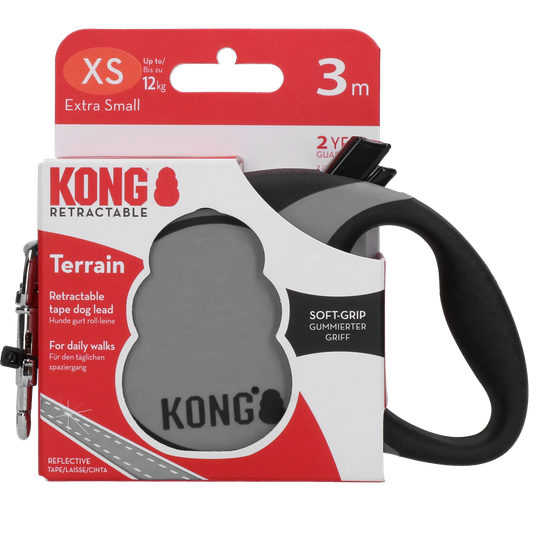 Kong - Retractable Leash Terrain Grey XS (3m/12kg) - (KONGTRNXSGY)