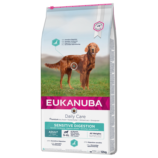 Eukanuba-säästöpakkaus - 2 x 12 kg Daily Care Adult Sensitive Digestion
