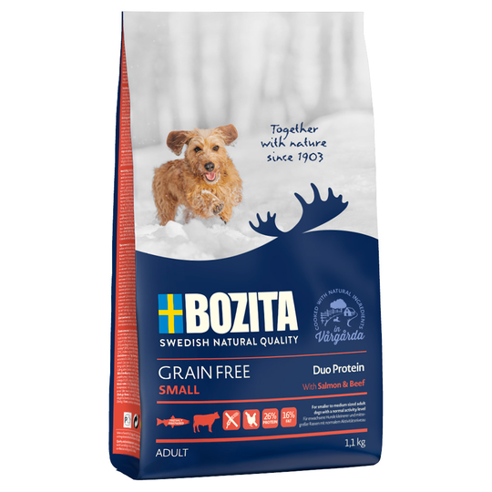 Bozita Grain Free Salmon & Beef pienikokoisille koirille - 1,1 kg