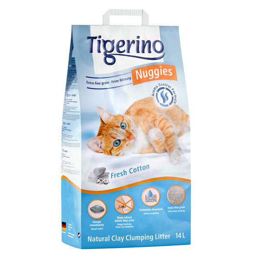 Tigerino Nuggies (Ultra) -kissanhiekka, puuvillankukantuoksuinen - säästöpakkaus: 2 x 14 l