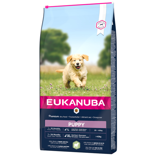 Eukanuba-säästöpakkaus - 2 x 12 kg Puppy Large & Giant Breed Lamb & Rice