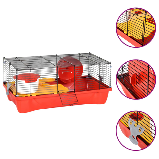 vidaXL Hamsterin häkki punainen 58x32x36 cm polypropeeni ja metalli