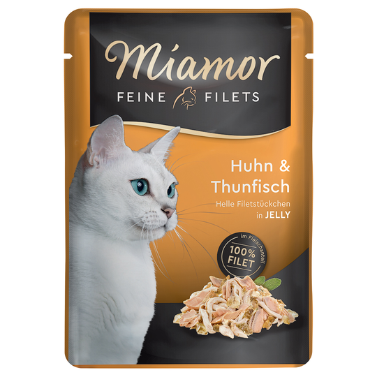 Miamor Fine Filets in Jelly -säästöpakkaus 24 x 100 g - kana & tonnikala