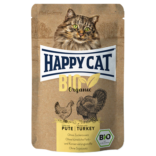 Happy Cat Bio Pouch 6 x 85 g - kana & kalkkuna