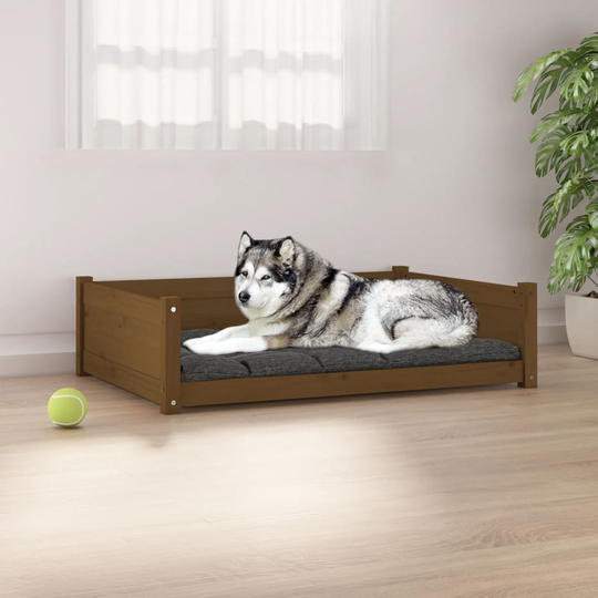 vidaXL Koiransänky hunajanruskea 105,5x75,5x28 cm täysi mänty