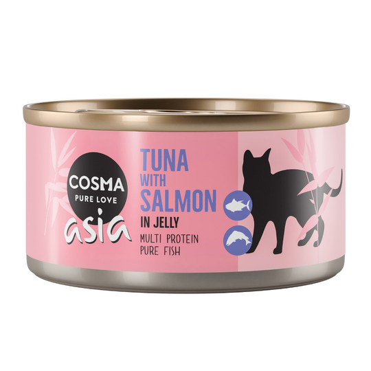 Cosma Asia hyytelössä 24 x 170 g erikoishintaan! - tonnikala & lohi