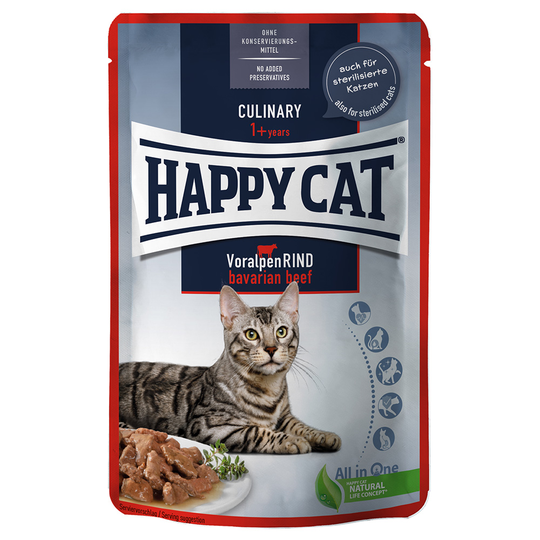 Happy Cat Pouch Meat in Sauce 12 x 85 g - Bavarian Beef