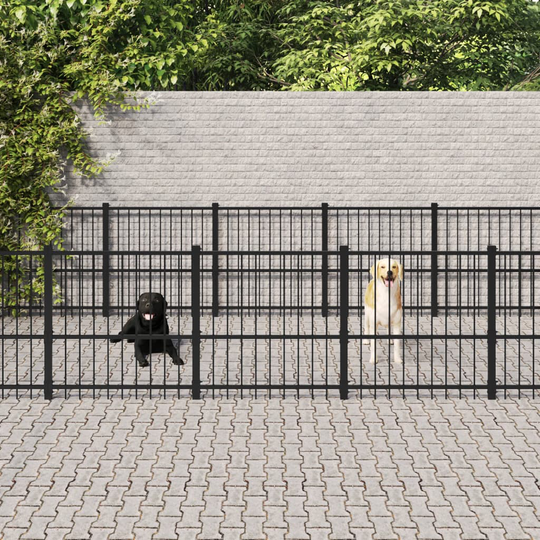 vidaXL Koiran ulkohäkki teräs 28,23 m²