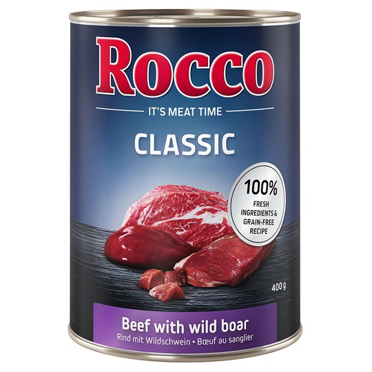Rocco Classic -säästöpakkaus 24 x 400 g - nauta ja villisika