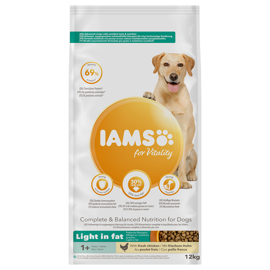12 kg IAMS for Vitality Dog -koiranruoka: 10 + 2 kg kaupan päälle! - Weight Control Chicken