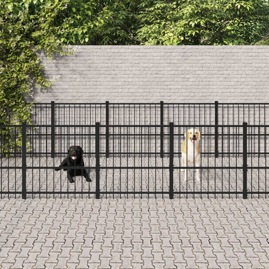 vidaXL Koiran ulkohäkki teräs 16,94 m²