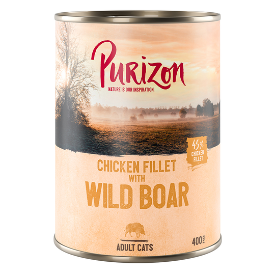 10 + 2 kaupan päälle ! 12 x 200 g/ 400 g Purizon Adult - kanafilee & villisika (12 x 400 g)